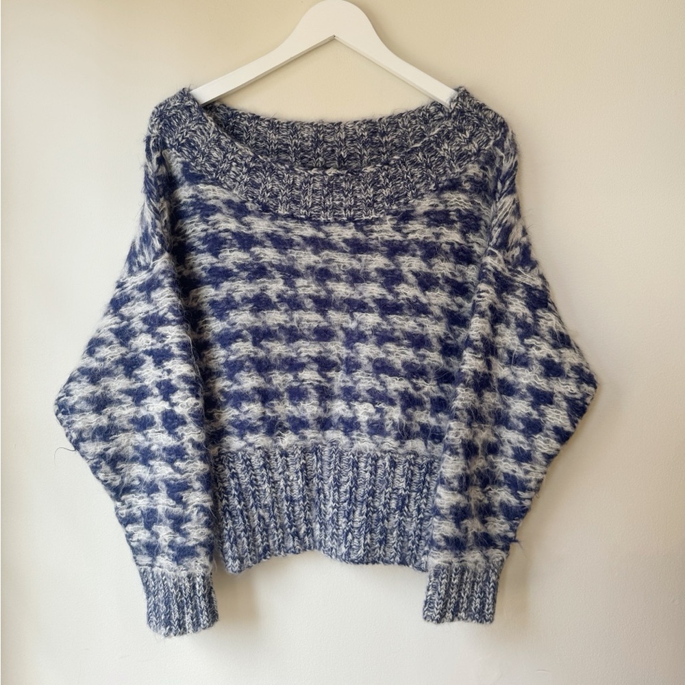 SOLD Rachel Comey Blue Houndstooth Alpaca Knit Sweater